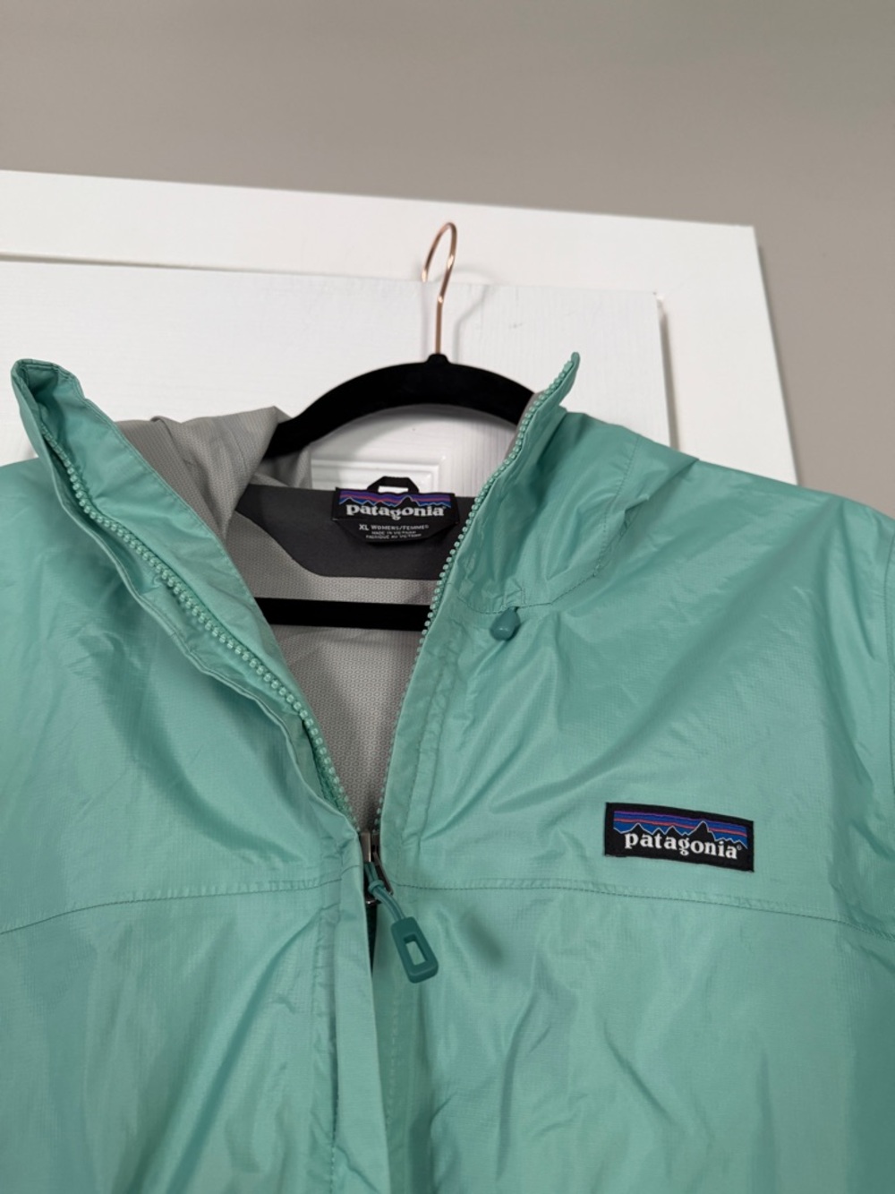 Patagonia Teal Green Windbreaker Rain Zip Up Hoodie Jacket Outdoor Camping - Picture 2 of 8